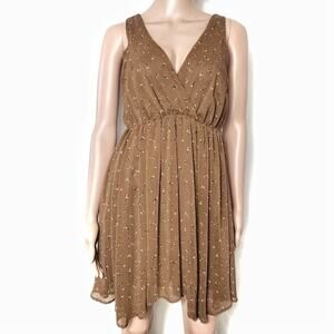 Kaitlyn | Warm Brown Patterned Flowy Neutral Boho Dress